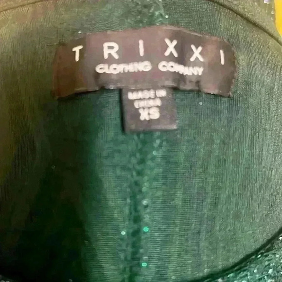 Trixxi Clothing Company sparkly hunter green mini dress - Picture 3 of 5